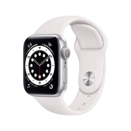 Apple Watch Series 6 GPS 40mm Silver Aluminium Case/White Sport Band.