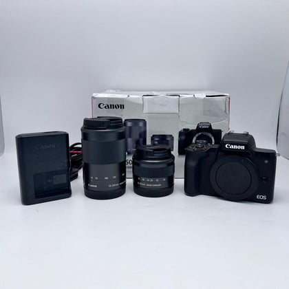Canon EOS M50 Mark II 21.4 MP Mirrorless Digital Camera - Black with 2 Lenses.
