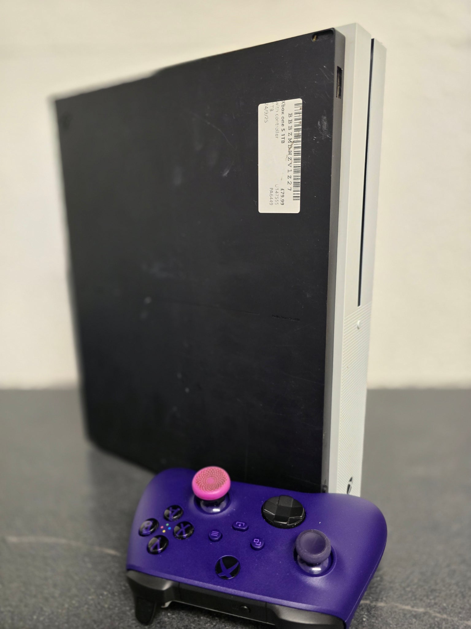 Xbox One S - White  with purple controller
