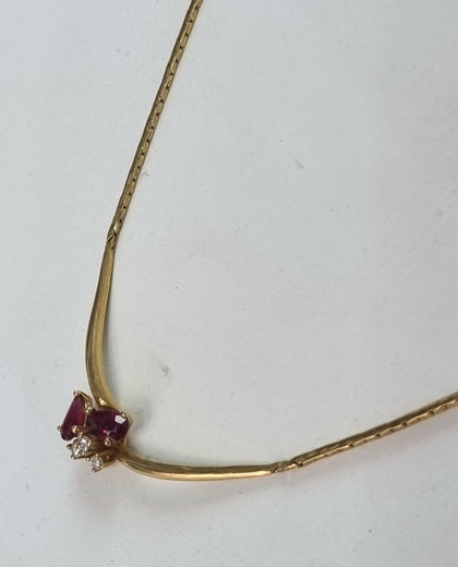 18ct Gold Diamond and Ruby Necklace