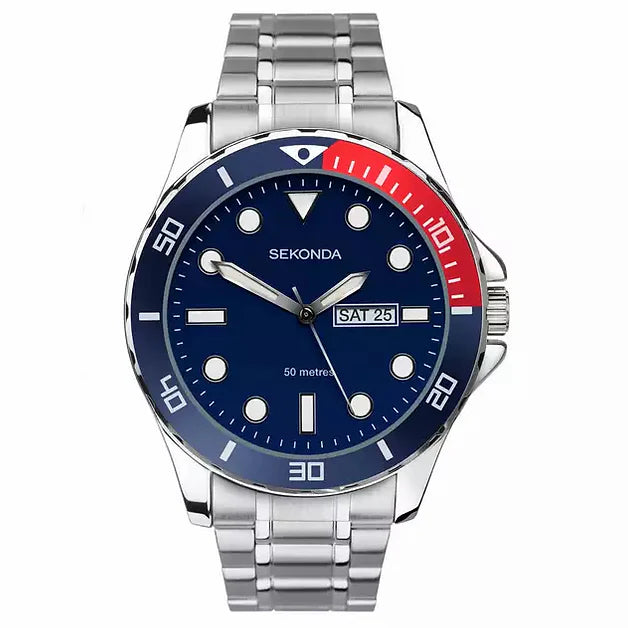** Collection Only ** Sekonda 1607 Mens Blue Face Watch