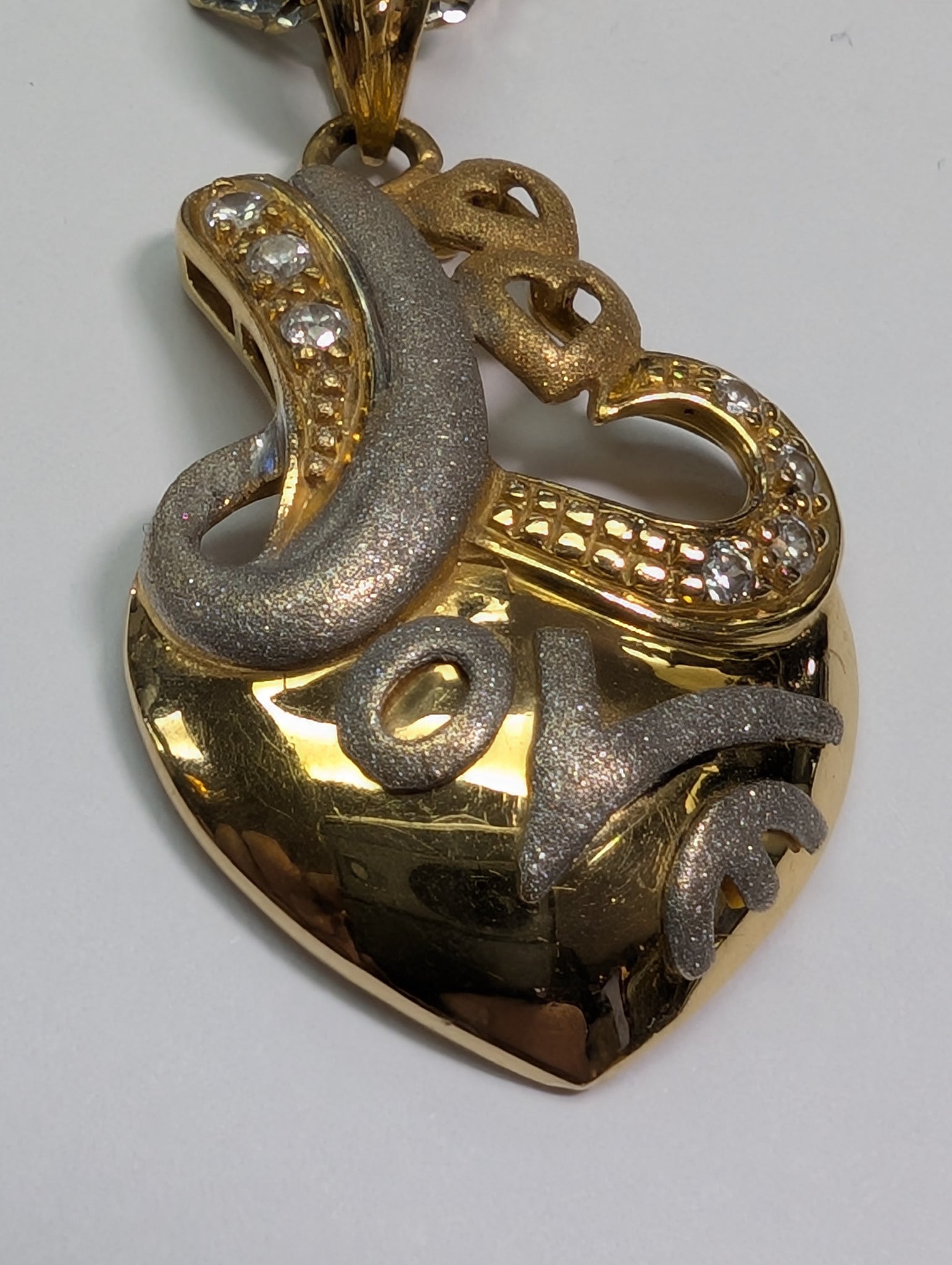 18ct Yellow & White Gold Necklace with (Love) Pendant