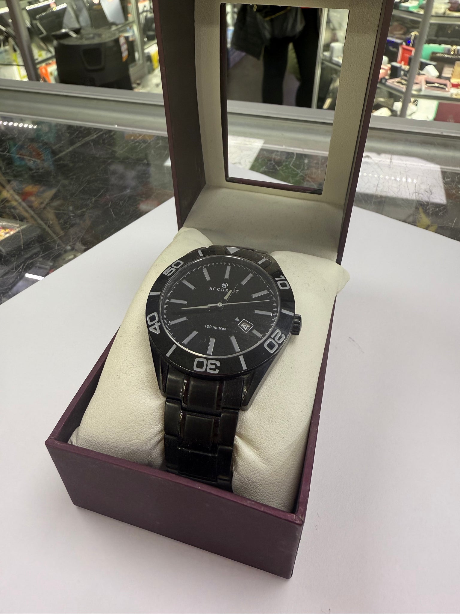 Accurist watch black stainless steel boxed