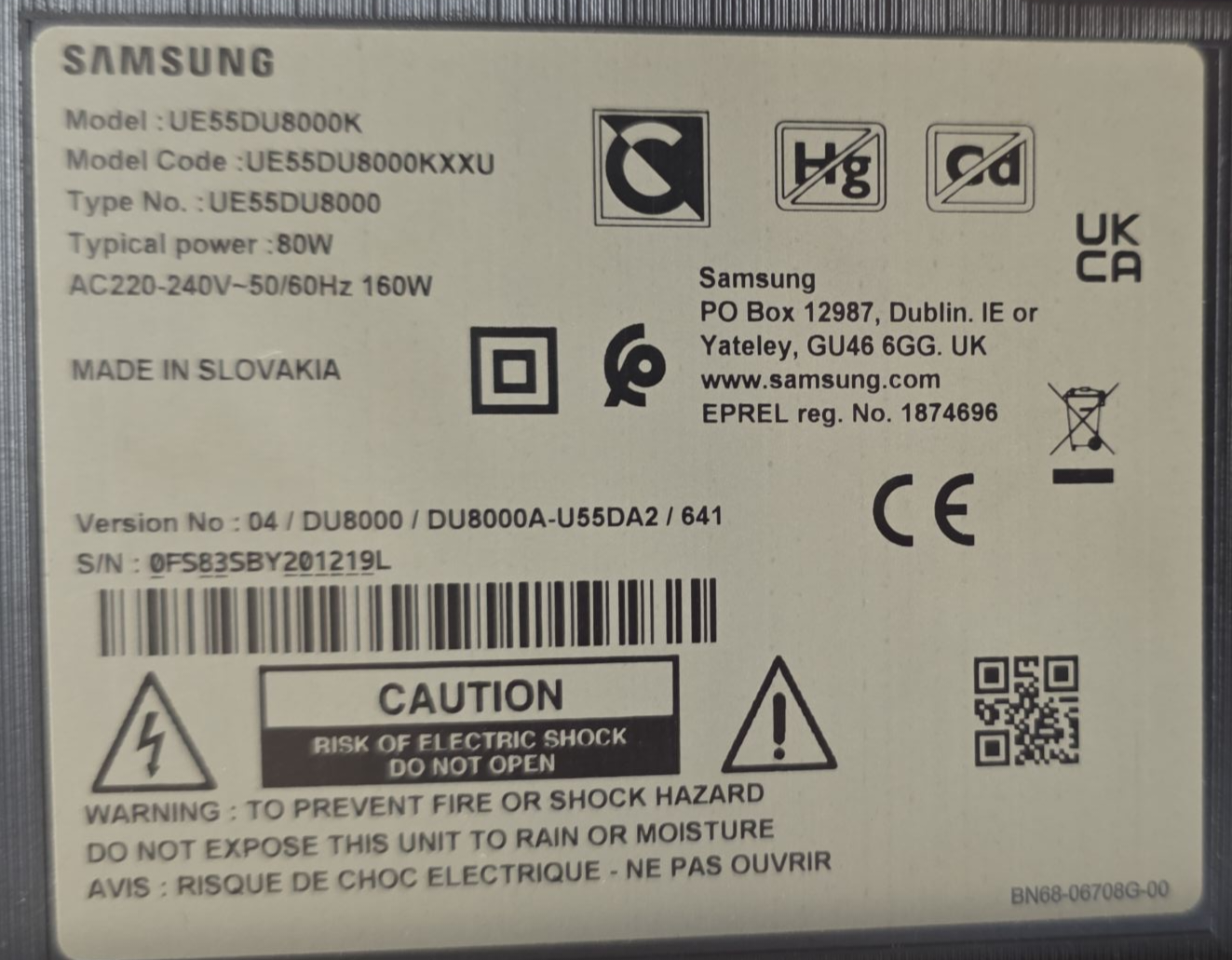 Samsung 4K Ultra HD Smart TV 55DU8000