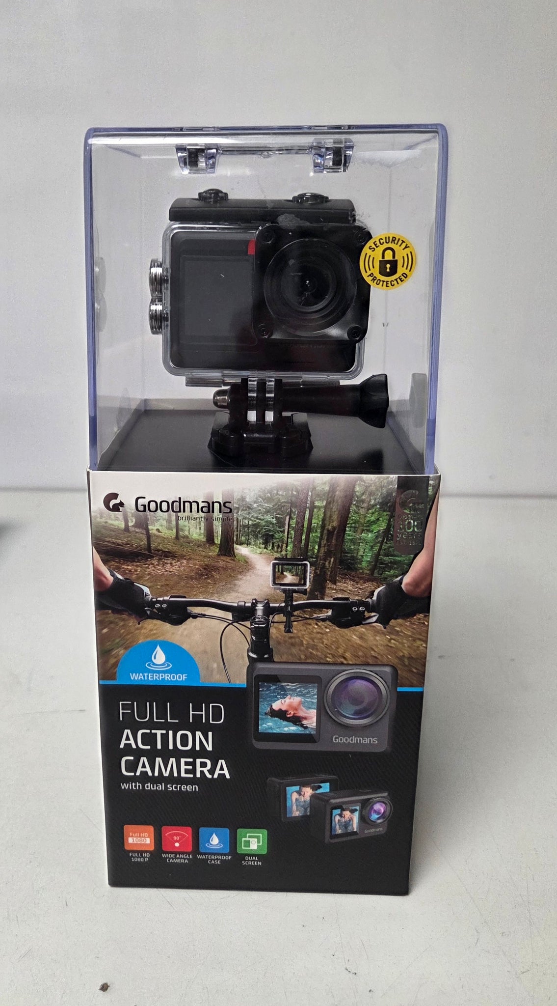 * Collection Only * Goodmans Full Hd Action Camera-dual Screen ,waterproof  unopened Like new