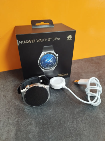 Huawei Watch GT 3 Pro 46mm Smart Watch - Black Fluoroelastomer Strap