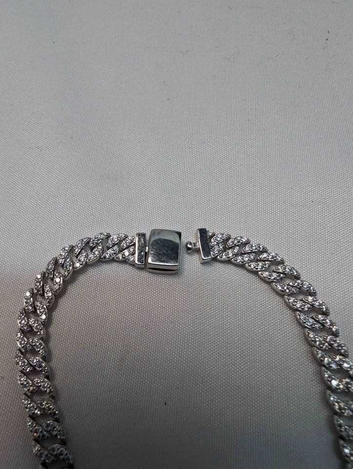 925 Sterling Silver Cubic Zirconia Bracelet - 8" Long - 13.60 Grams **BRAND NEW**