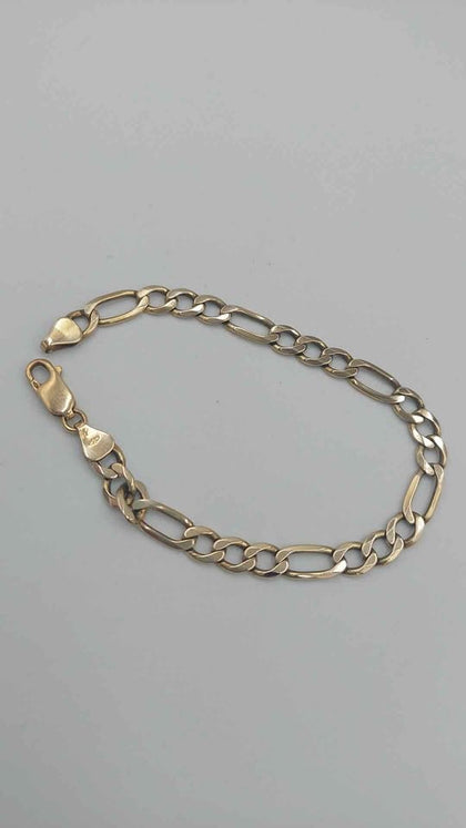 9ct Yellow gold 3in1 figaro curb style Bracelet approx 7.5
