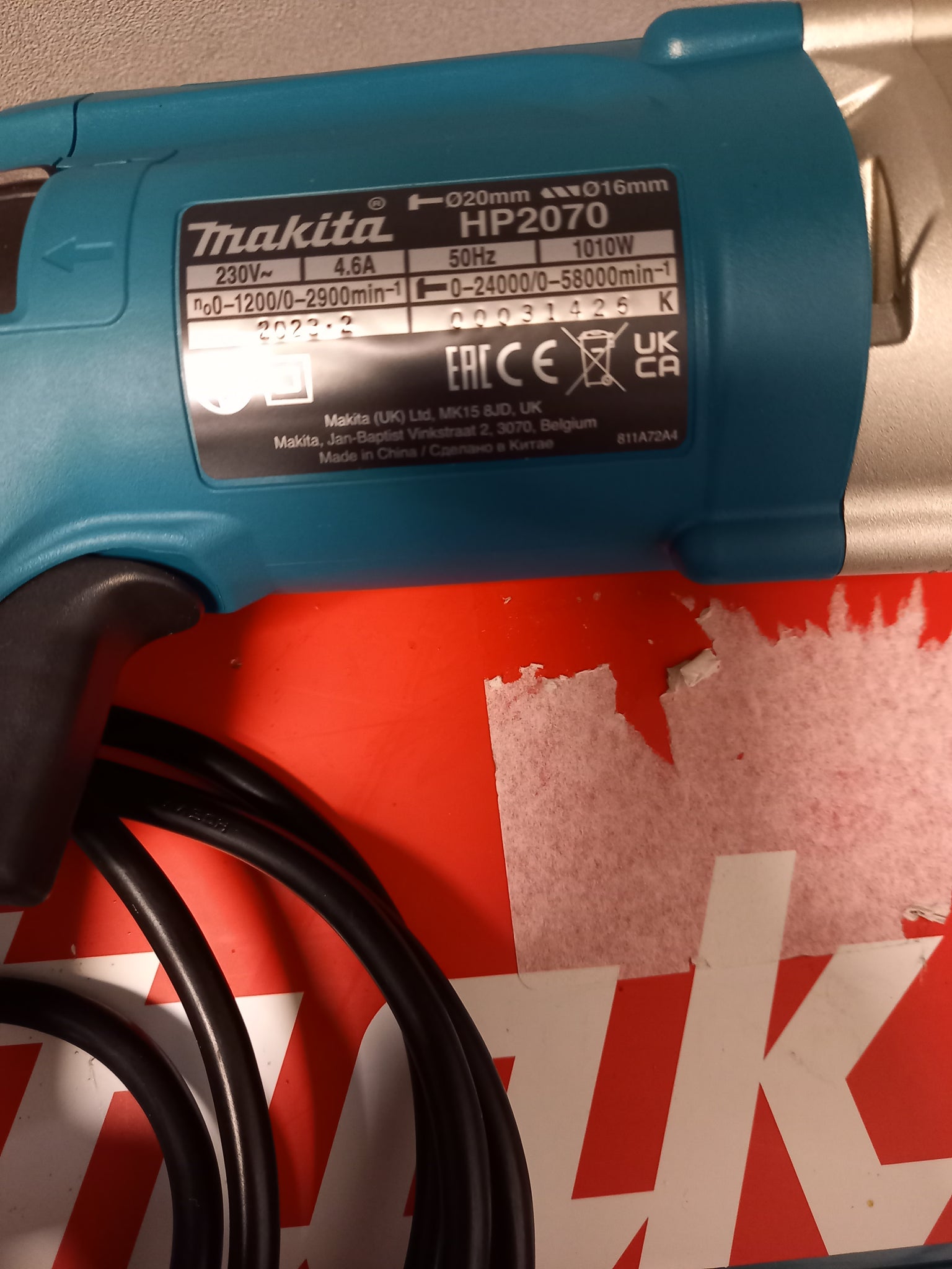 Makita HP2070 2-Speed Percussion Drill 1010W 230V