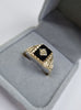 9ct gold ring black & diamond size X