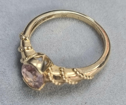 9ct Gold Ring with Pink Stone
