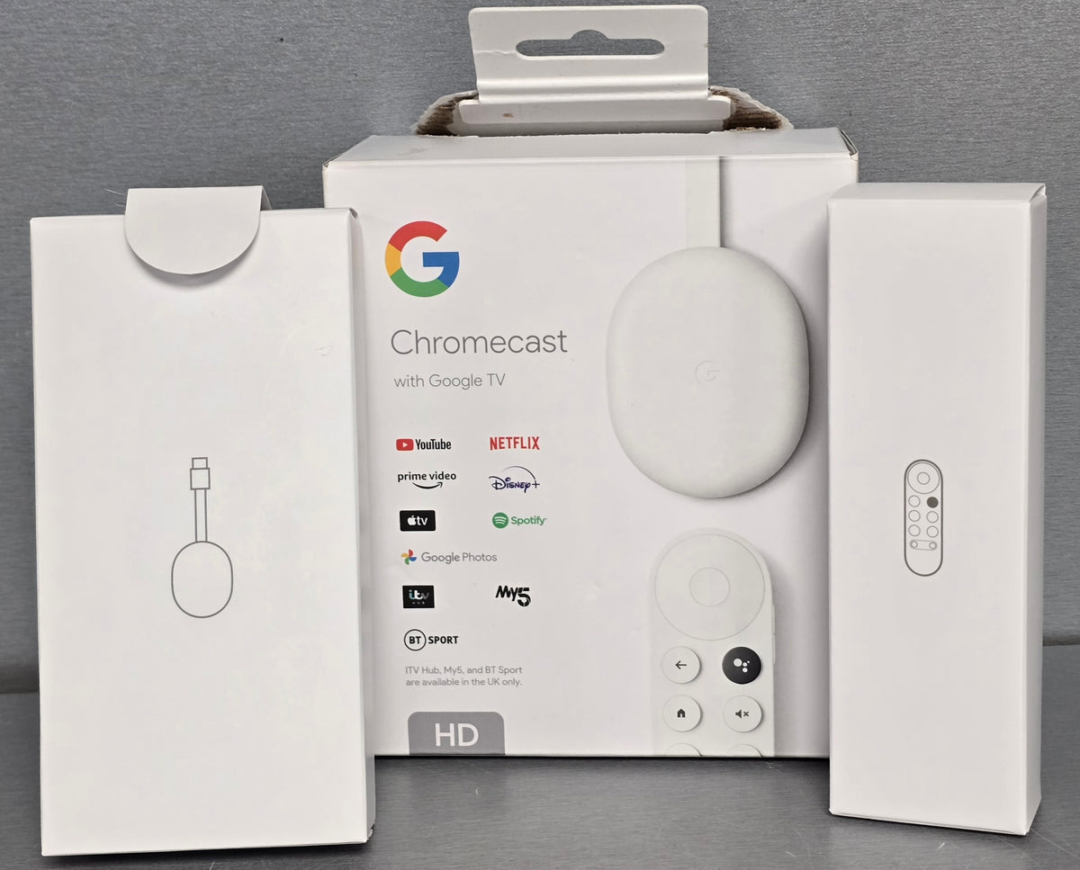 Google Chromecast W/Google TV & Voice Remote (HD) 2022 - Snow