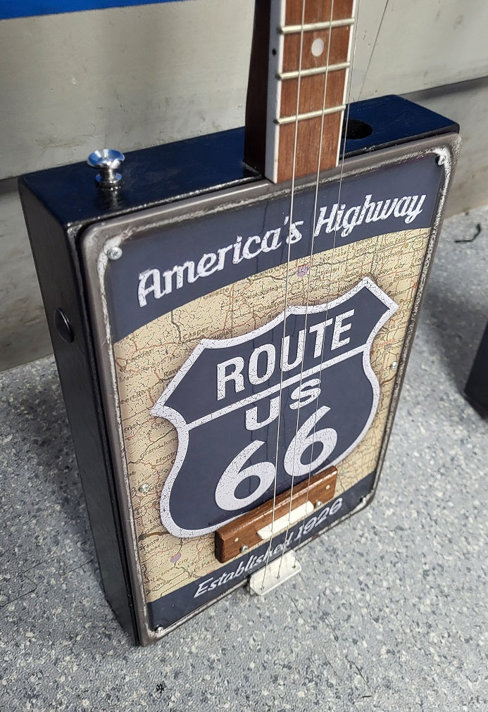 Handmade 3 string cigar box guitar (Route 66)