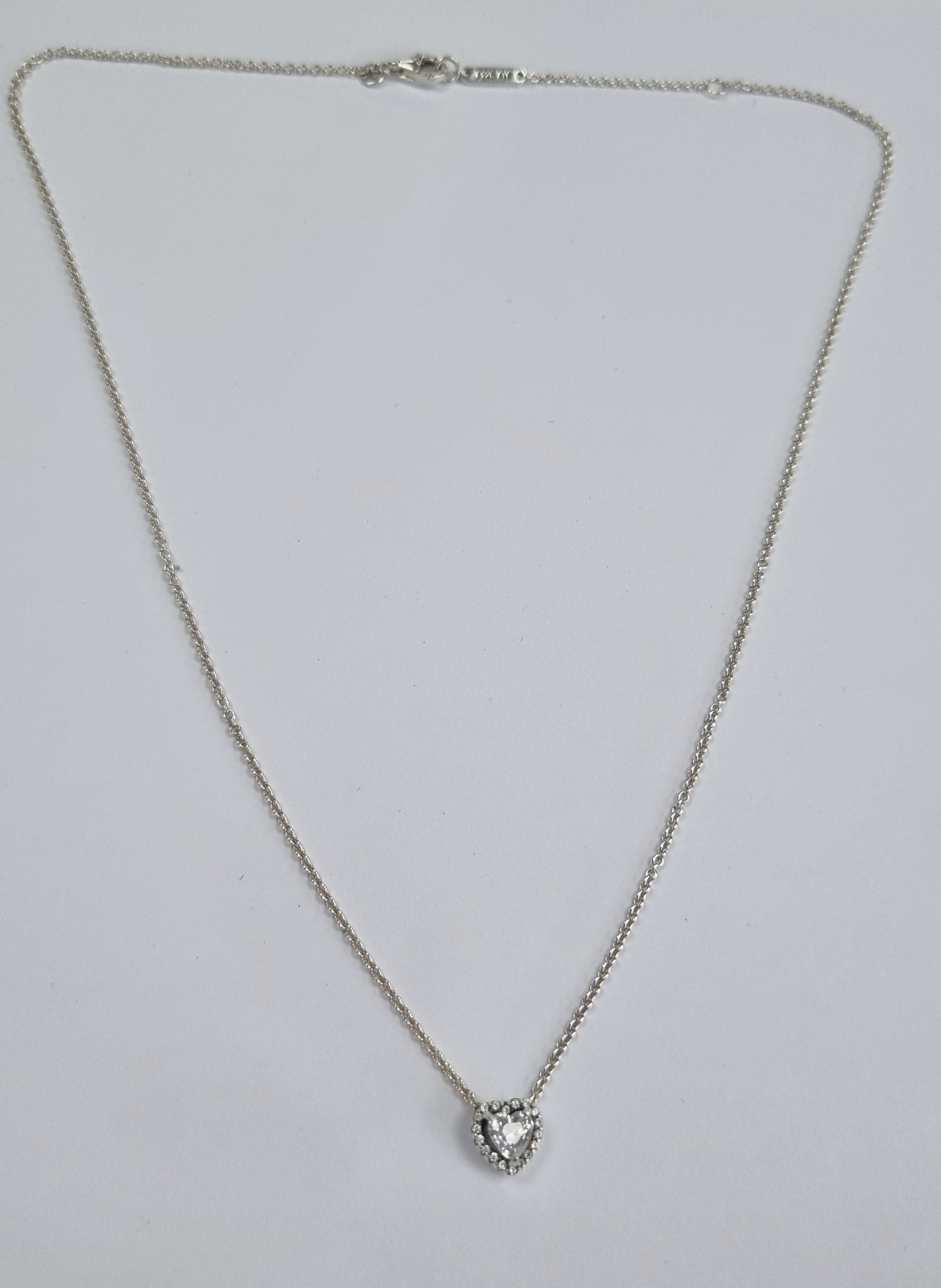 Pandora silver elevated heart necklace 18"