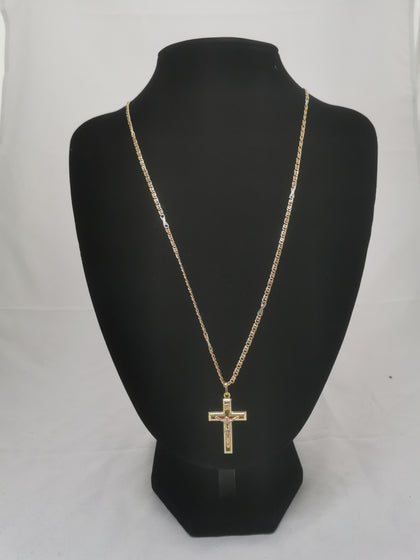 9K Gold Chain & 9K Cross & Jesus Pendant, Hallmarked 375, 6.92Grams, Size: 24