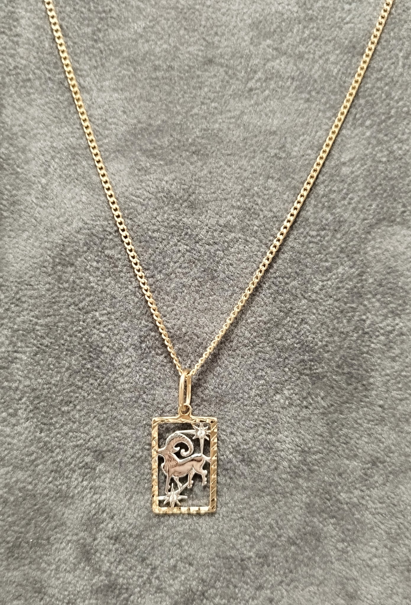 14ct Yellow/White Gold 'Aries' Pendant & 14ct Yellow Gold 27" Curb Chain
