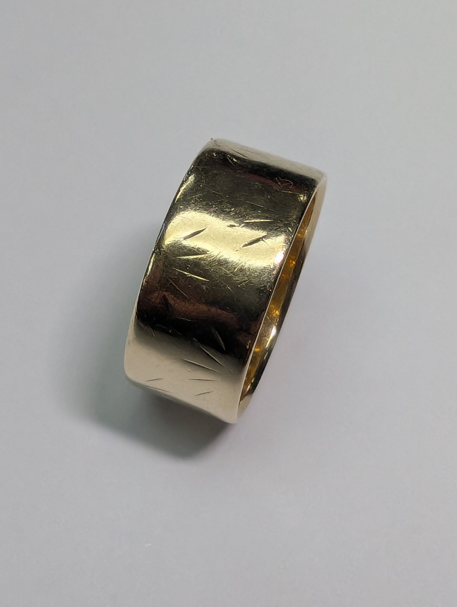 9ct Gold Wide Wedding Band - Size O 1/2