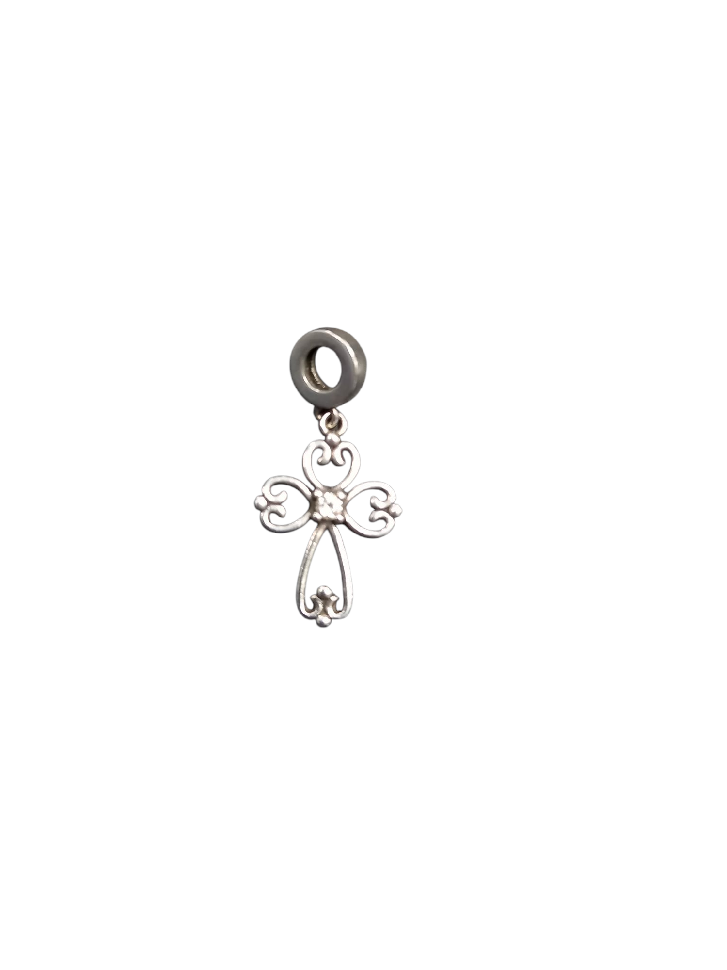 Pandora Charm-Hollow Cross Diamond Middle