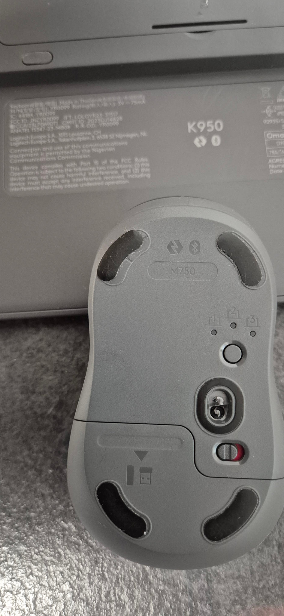 Logitech K950 and M750 Mouse Bluetooth Only