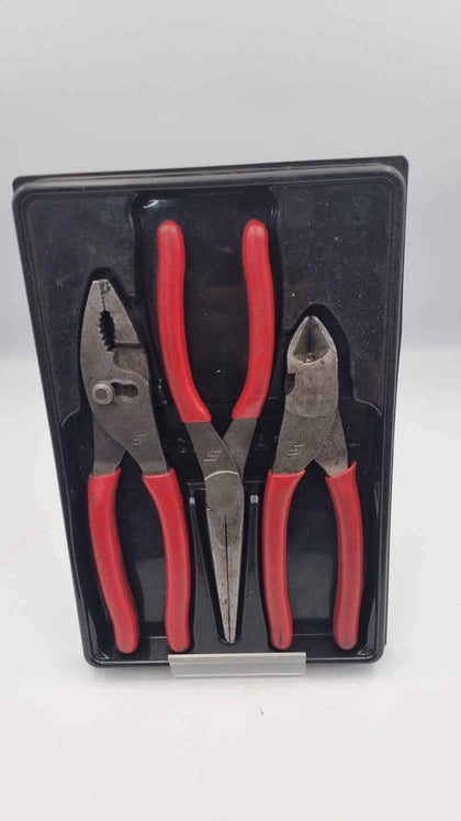 SNAP ON TOOLS USA RED 3pc Soft Grip Slip Joint Pliers Lot Set PL347ACF