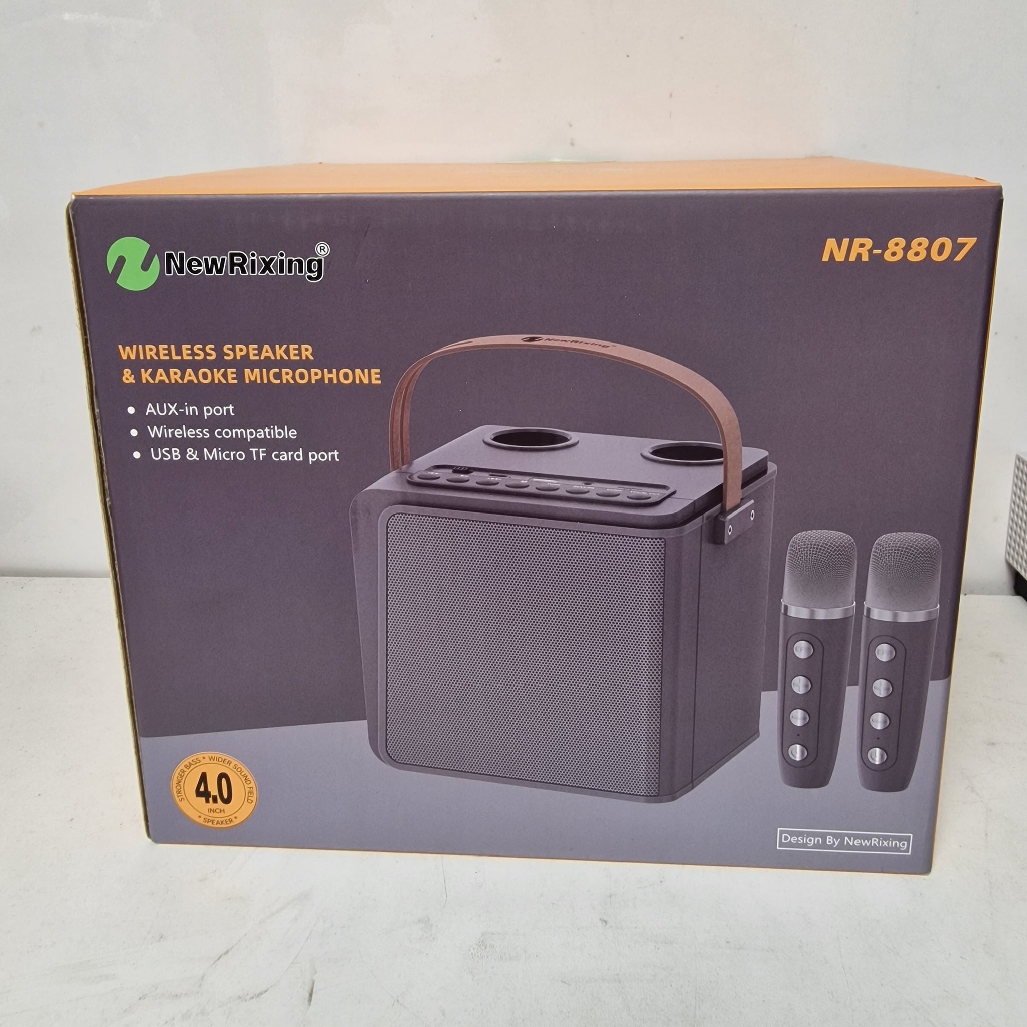 ** Collection Only** NEWRIXING NR8807 Bluetooth Speaker Wireless Music Player with Dual TWS Handheld Noise Reduction Microphone - Black