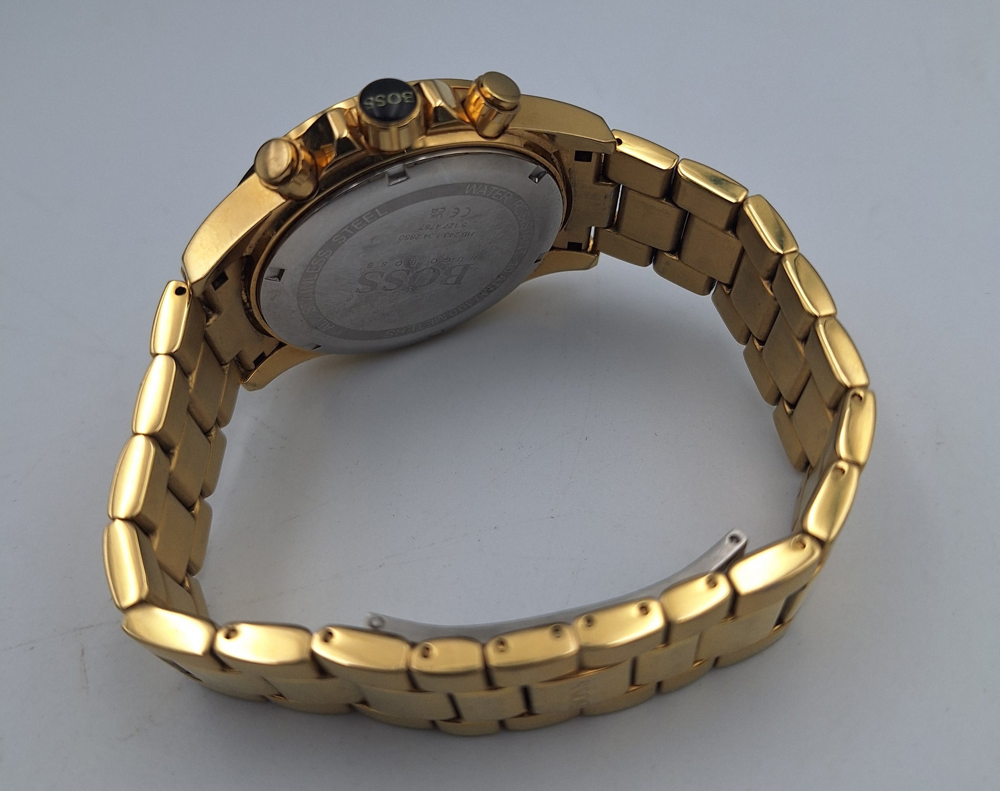 Hugo Boss 243.1.34 Ikon Men's gold/blue tone chronograph wrist watch in original box