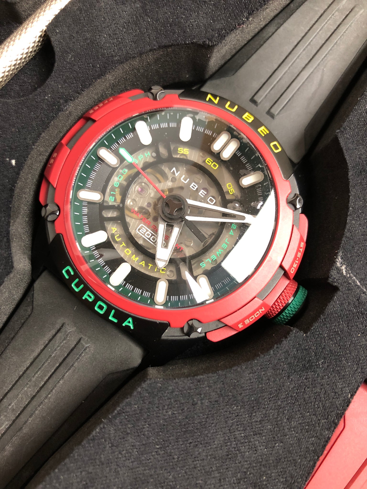 Nubeo Men's 50.5mm Space Cupola Automatic Limited Edition Watch with Rubber Strap NB-6055