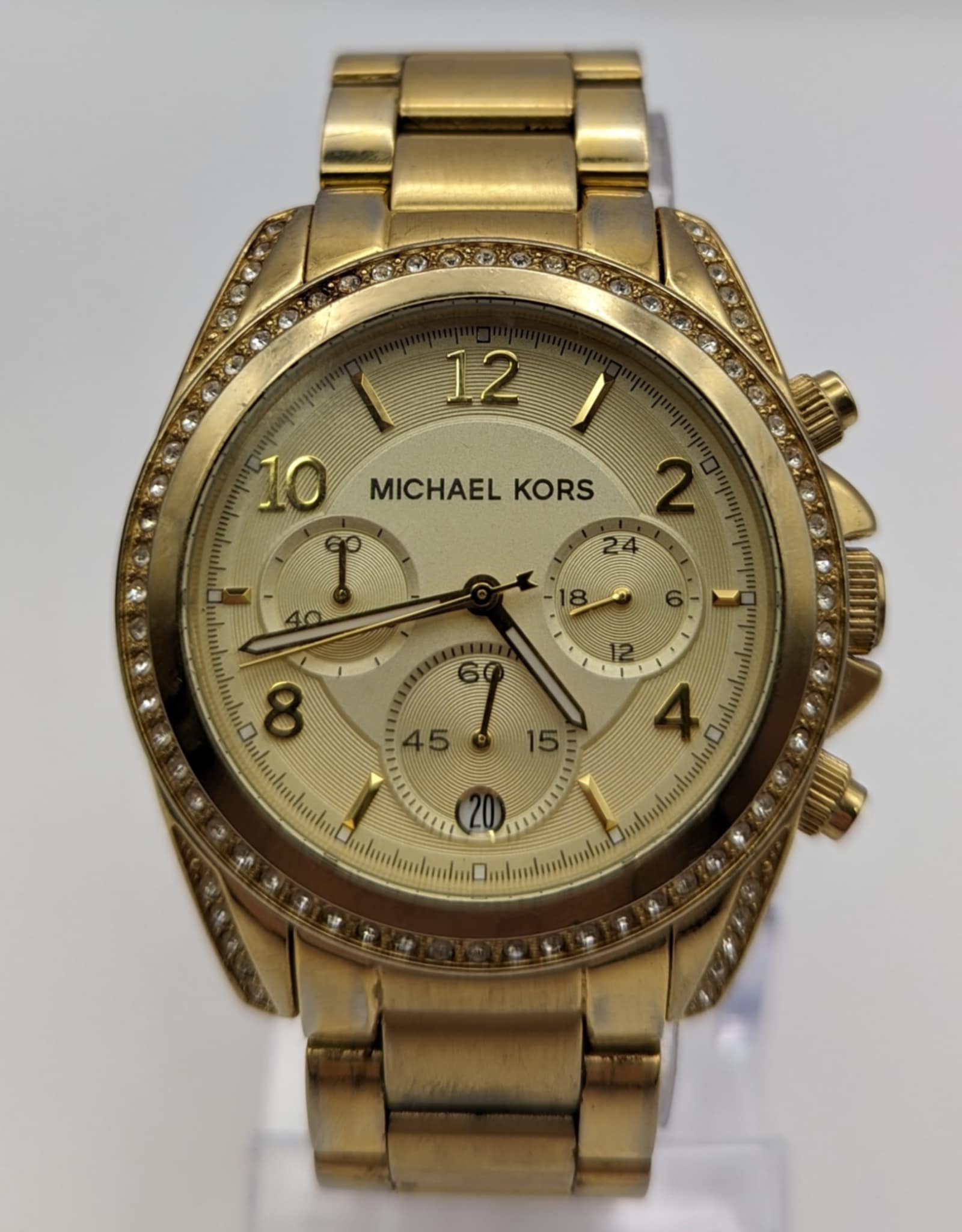 Michael Kors Blair Glitz Chronograph Gold Dial Gold Stainless Steel Watch MK5166