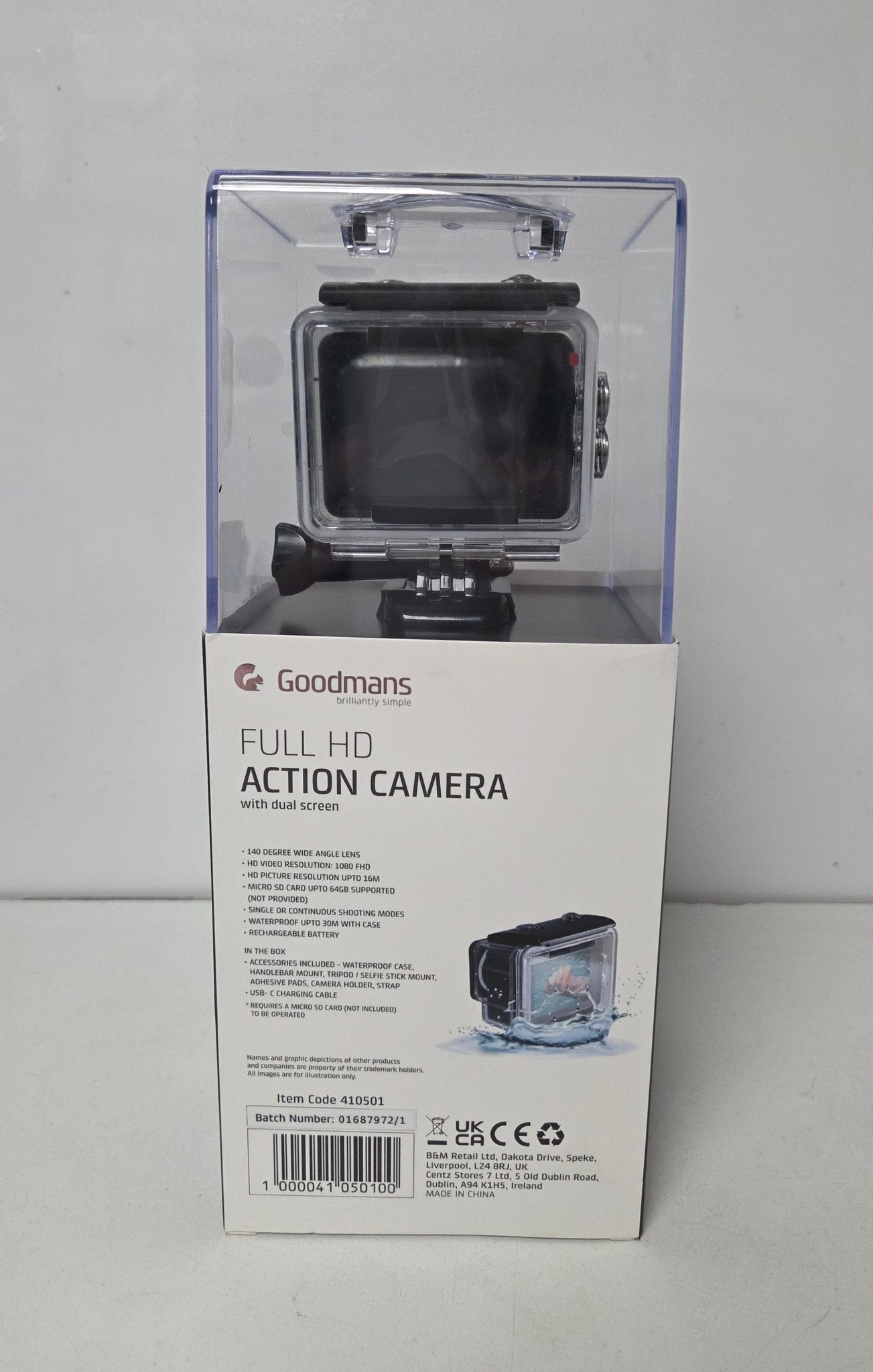 * Collection Only * Goodmans Full Hd Action Camera-dual Screen ,waterproof  unopened Like new