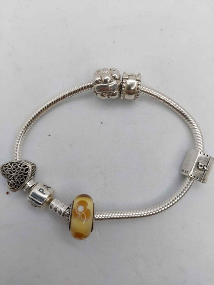 DX Pandora (ALE 925) Silver Charm Bracelet With An Assortment Of 5x Charms - Boxed