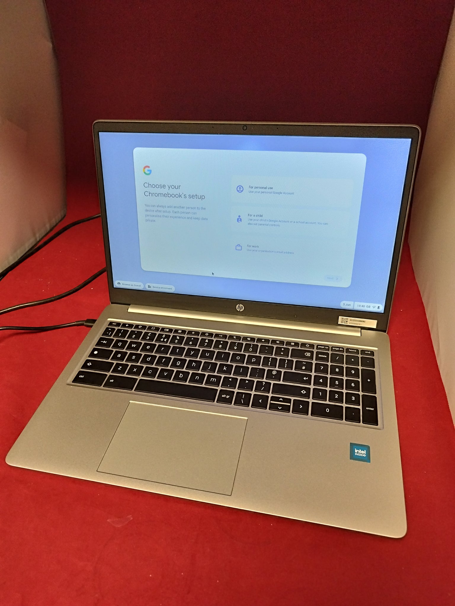 HP 15A-NA0001 N4500 4GB Ram 64GB 15” ChromeOS