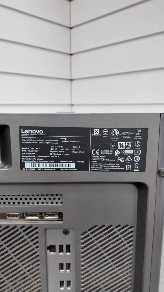 HX lenovo Legion C530-19ICB 1tb hdd/128gb ssd/8gbram/i3-8100/W10/GTX1650