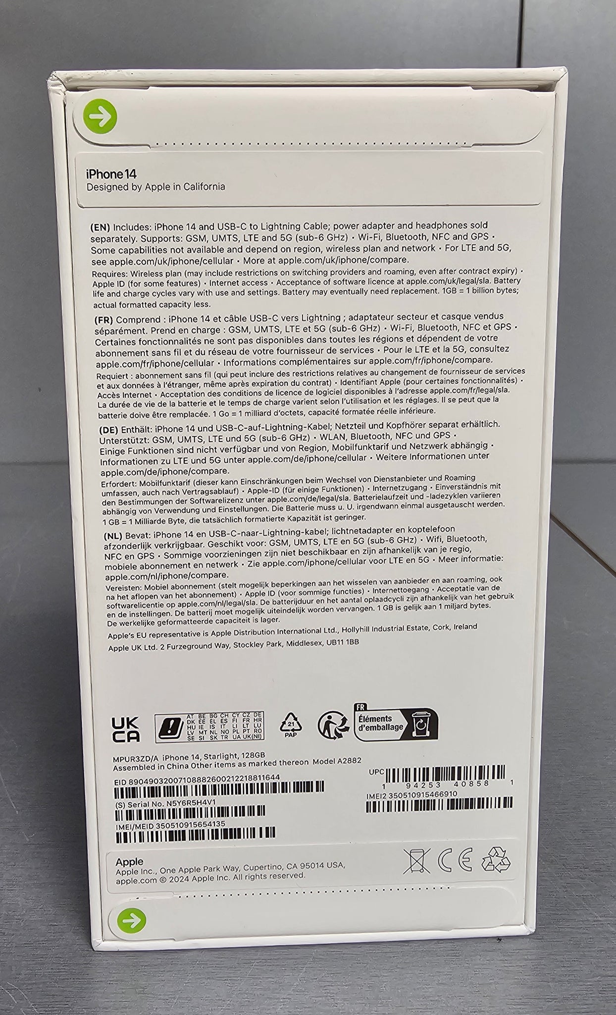 Un-opened iPhone 14 5G 128GB Mobile Phone - Starlight **Any network**