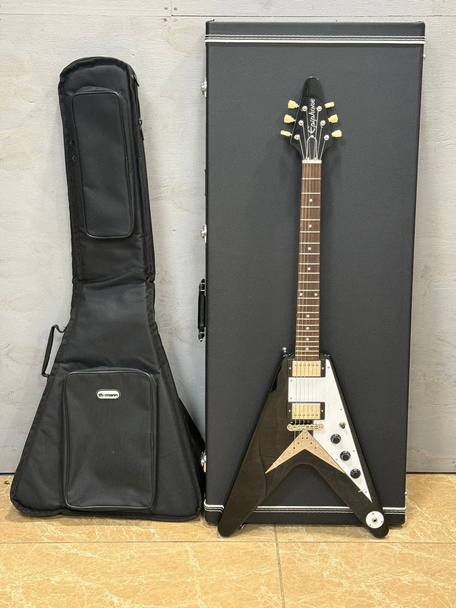 Epiphone 1958 Korina Flying V electric guitar 6 string, with gig