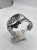 boss watch, silver strap blue face