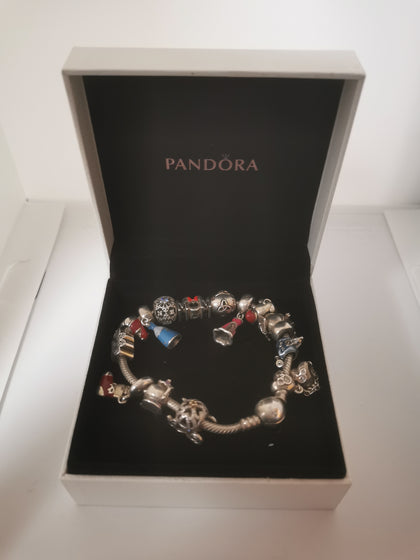 Pandora Bracelet with 15 charms some disney charms 63.24G all Hallmarked 925 ALE