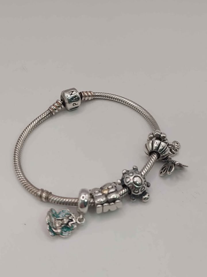 (925 ALE Hallmarked&Tested), Pandora Bracelet With Five Charms