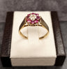 9ct Yellow Gold  Cluster Ring set with Red & Clear Stones - V