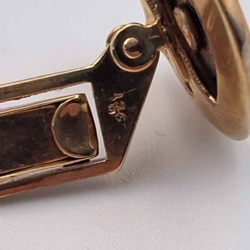 Pair Of 9ct Tri-Colour Cufflinks With CZ Stone - 6.27 Grams