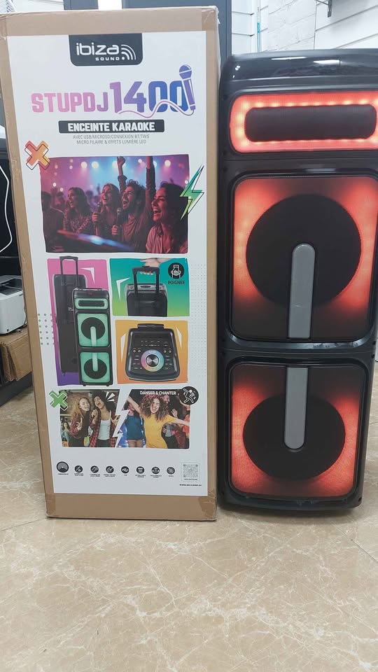 *BRAND NEW* IBIZA stupDJ 1400 karaoke speaker with LED'S + 1 microphone wired Boxed **COLLECTION ONLY**