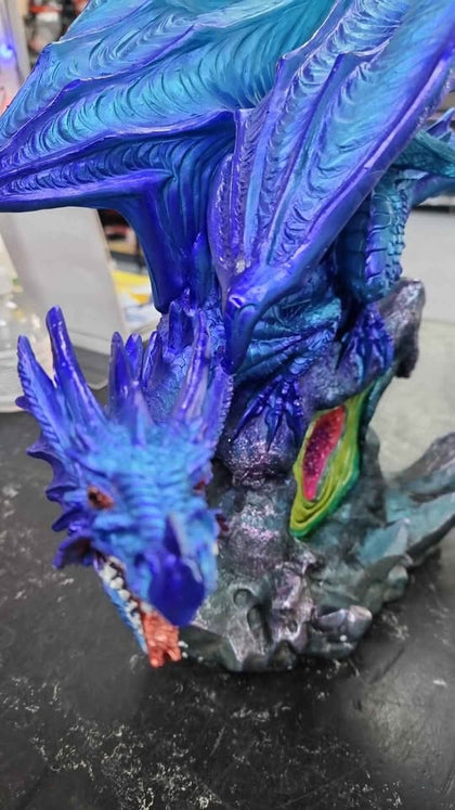 Blue Dragon On Rock Gemstone Decorative Ornament **BRAND NEW BOXED**