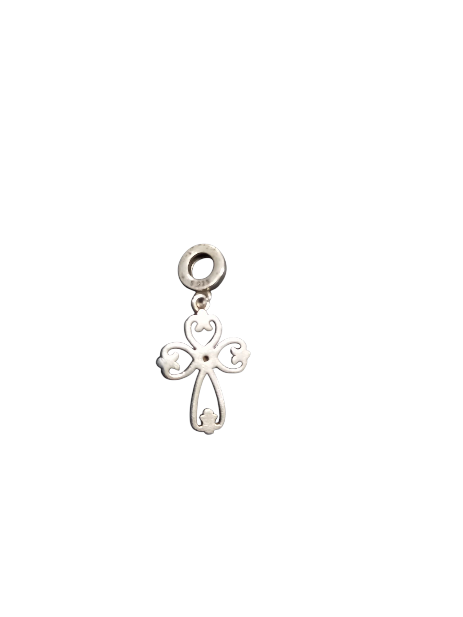 Pandora Charm-Hollow Cross Diamond Middle