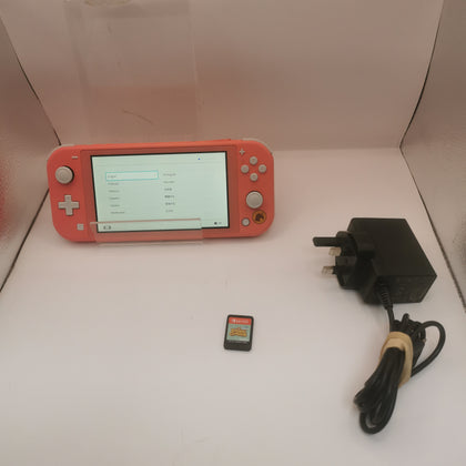 Nintendo Switch Lite Console, 32GB Isabelle Aloha Coral Pink, (No DL) Unboxed with charger and loose game(Animal Crossing)