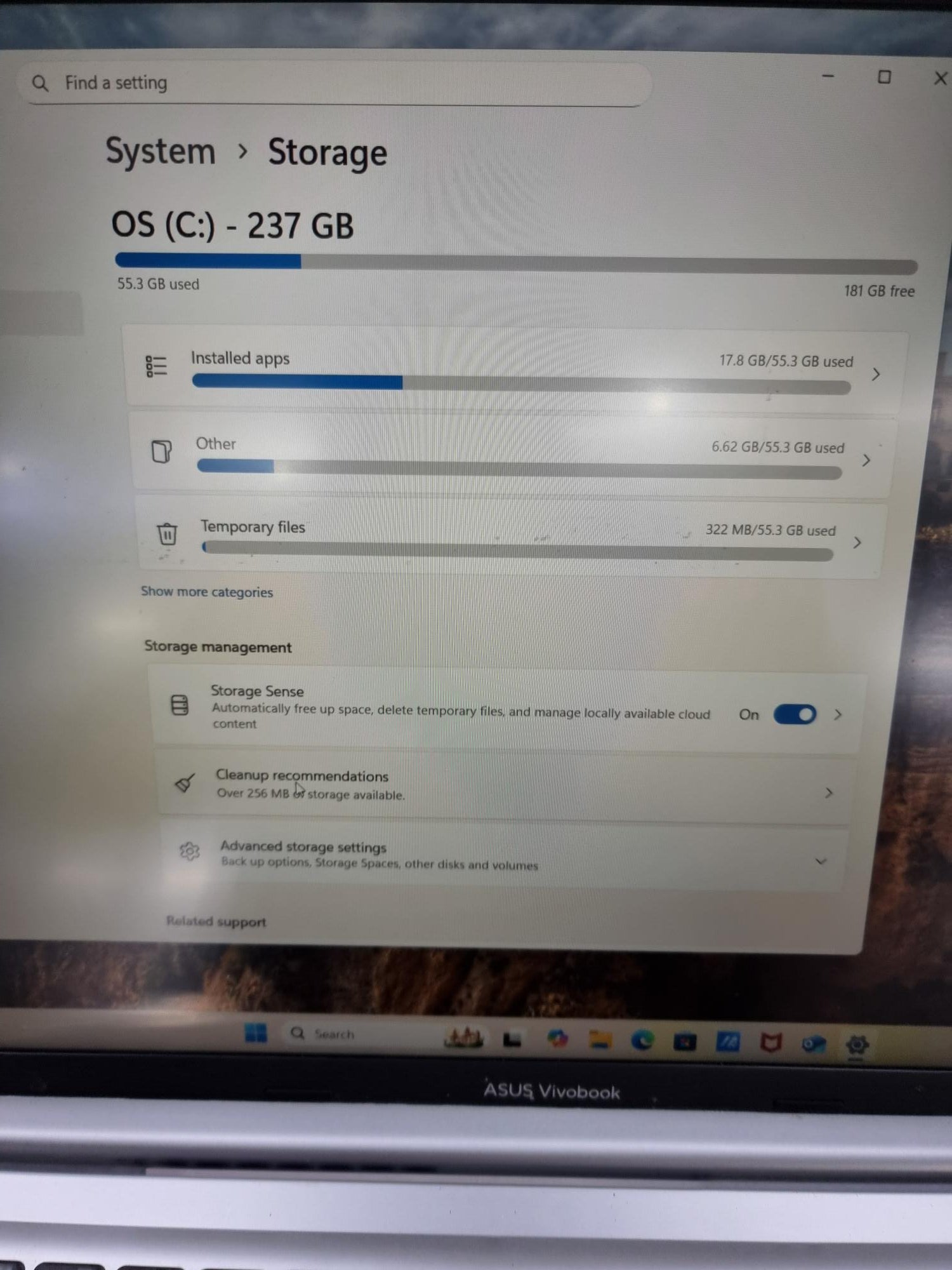 Asus Vivobook X1605/i3-1315U/ 8GB RAM/256GB SSD/16"/W11