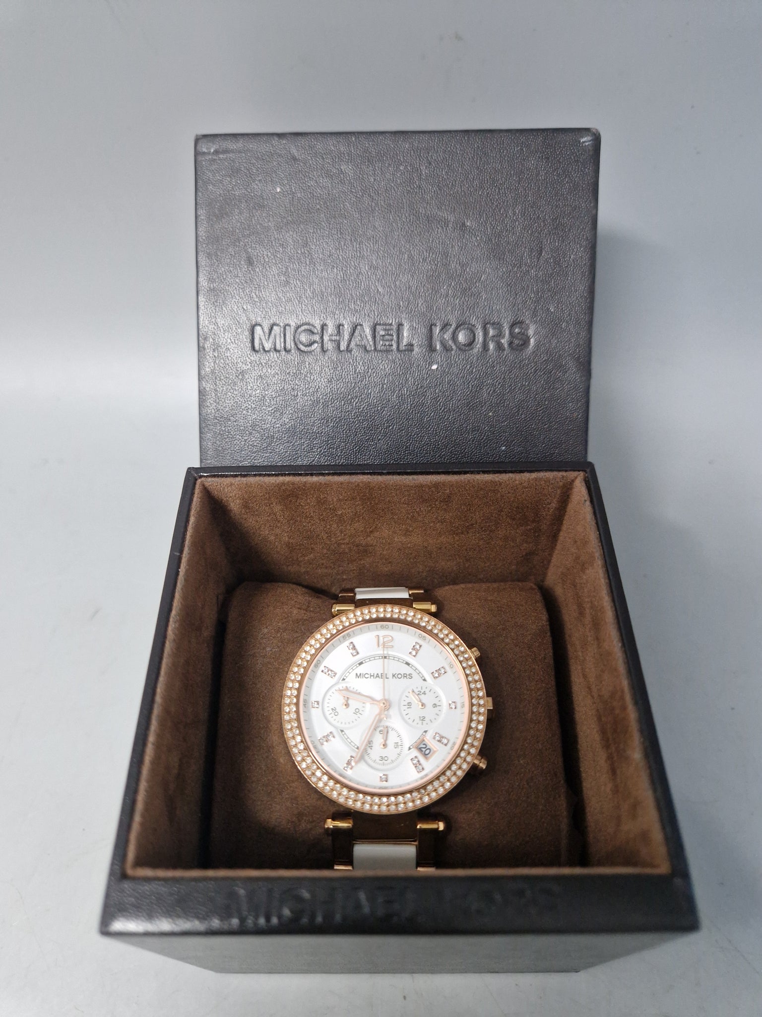 MICHEAL KORS WOMENS WATCH MK 11308, rose gold and off white