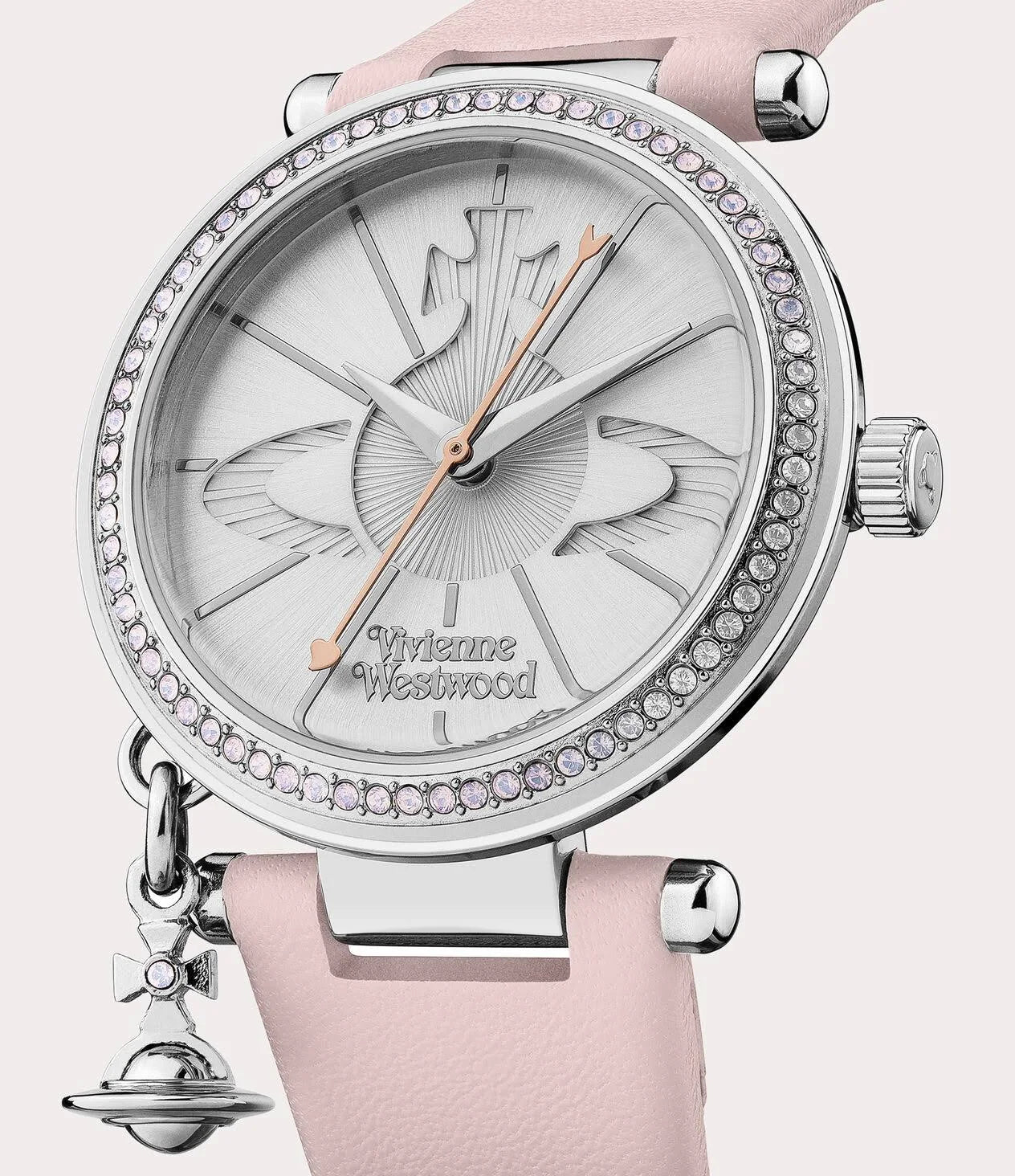 Womens Pink/Silver Orb Pastelle Leather Watch
