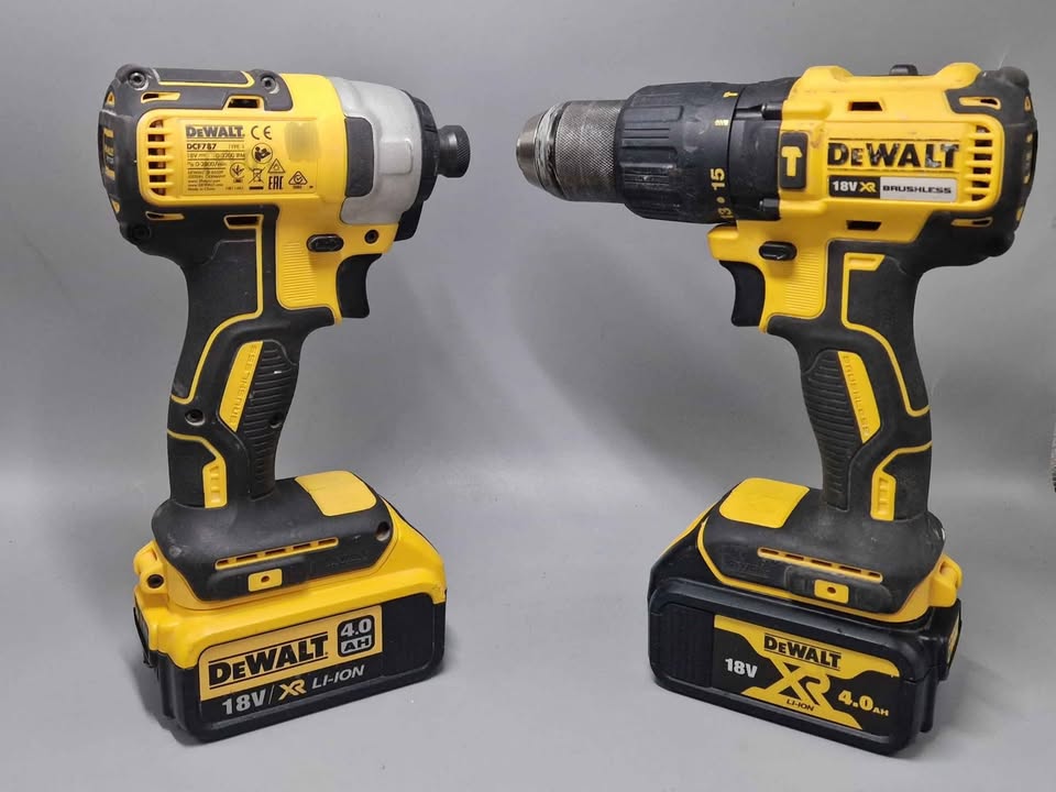DeWalt DCF787 Impact and DCD778 Combi with 2x 4Ah Batteries, Charger and carry case