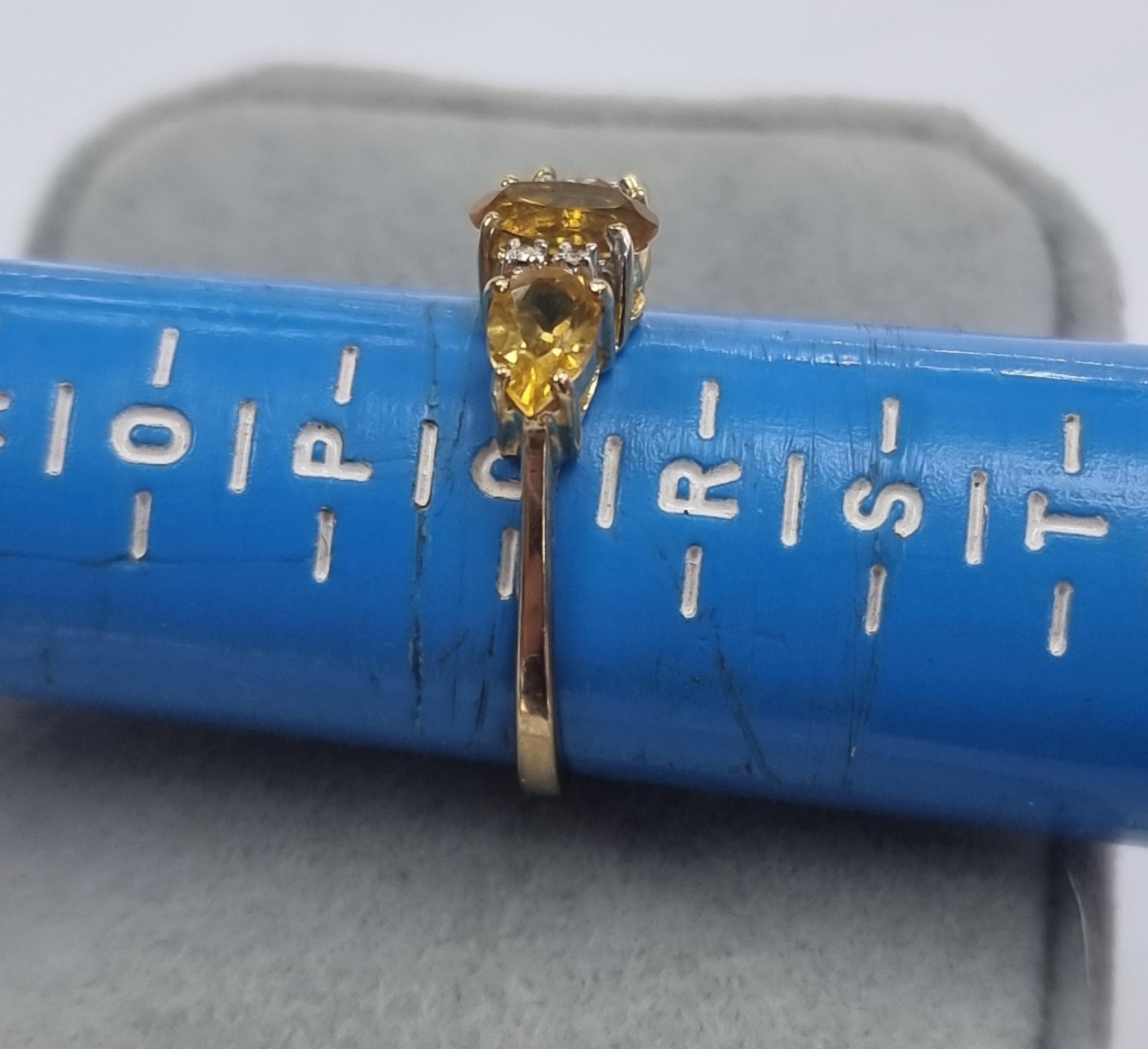 9ct Gold Citrine/Diamond Ring Size Q1/2