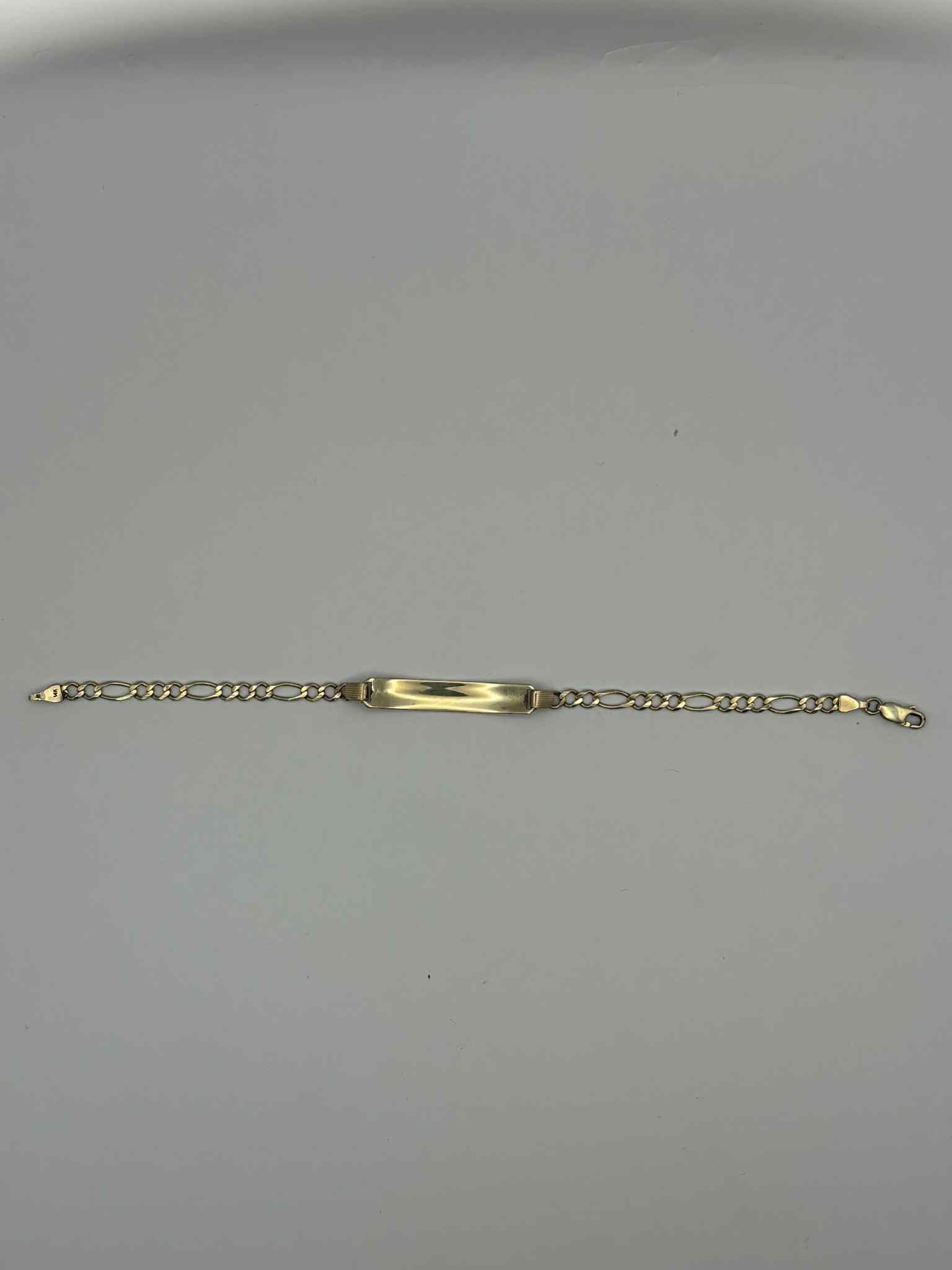 14ct gold 585 bracelet 8.9g Figaro style chain 8'' boxed