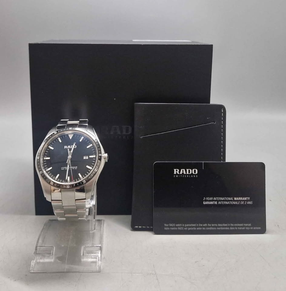 SALE::Rado Hyperchrome 45mm Quartz Gents Watch - With Date - Steel Bracelet - Boxed With Stamped Card